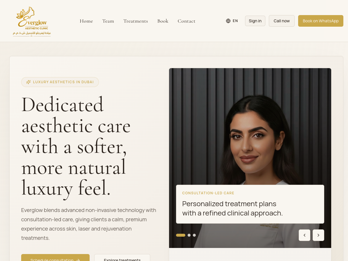 Aesthetic Clinic live website screenshot